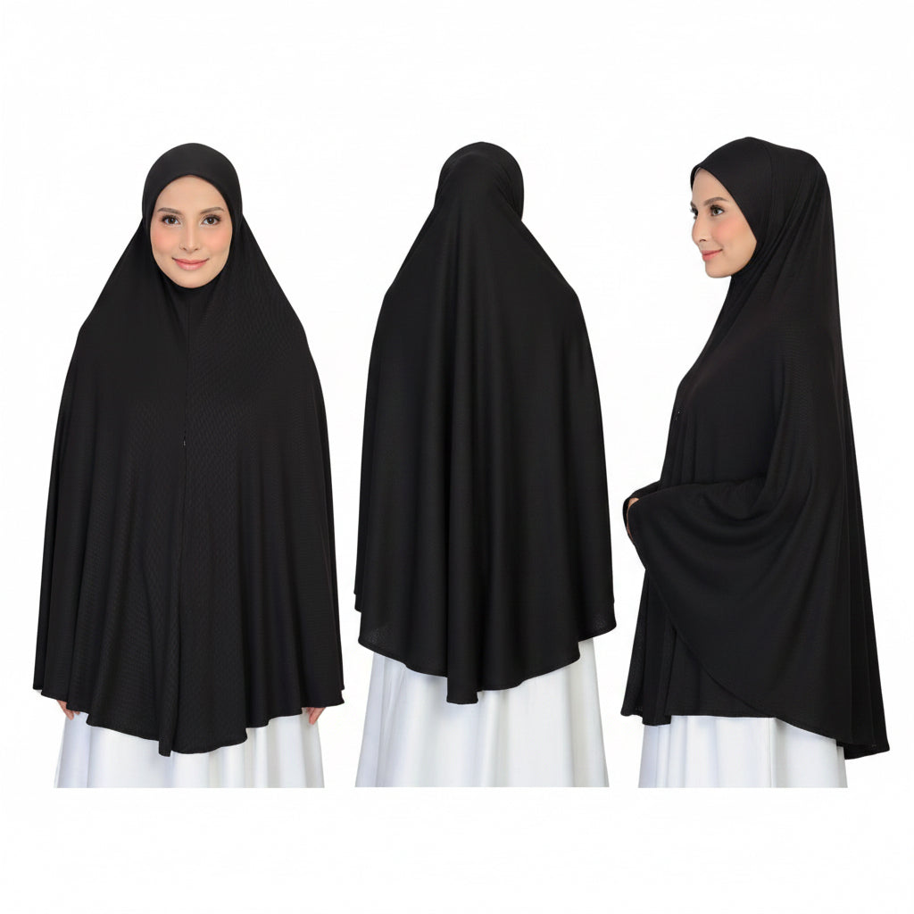Hooda Ribbed Long Prayer Khimar with pocket