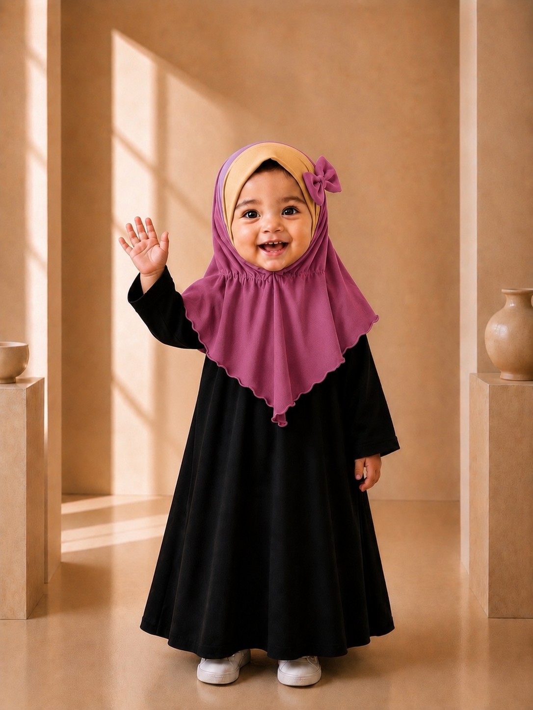Kids Instant Hijab for baby & toddler (6 months to 3 years old) with Secure Comfort-Fit Elastic Back | No-Slip Everyday Hijab girls