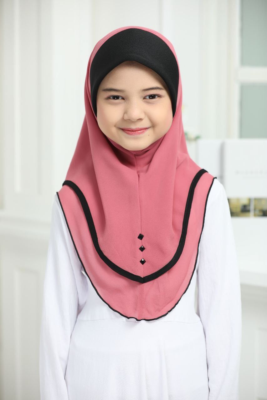 Kids Instant pull on One Piece Elegant Hijab - Available in Various Colors, Comfortable Fit, Suitable for all occasion instant hijab