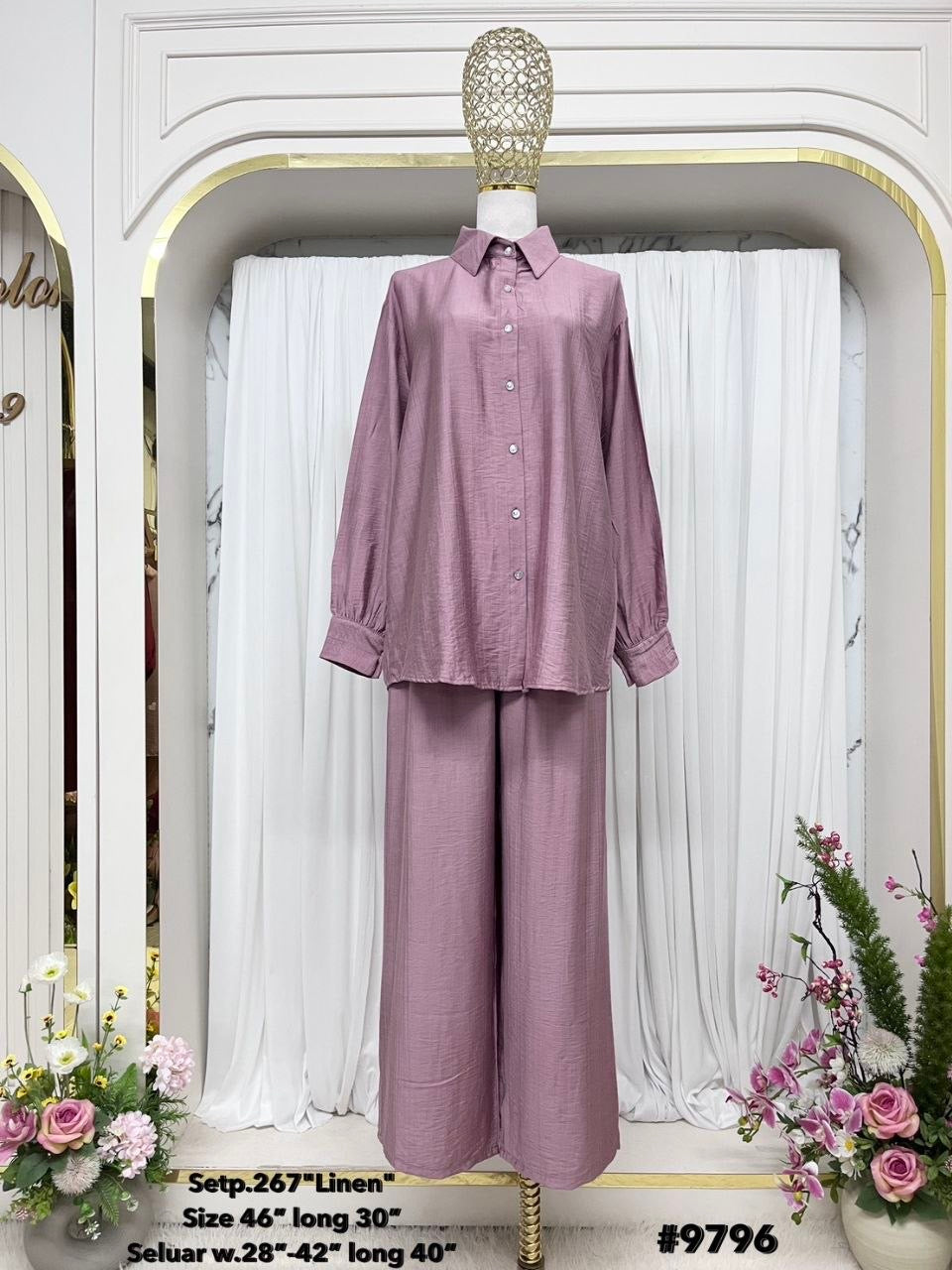 Zahraa Modest Cotton Linen 2 Pieces Short Length Co-Ord Set (Black)