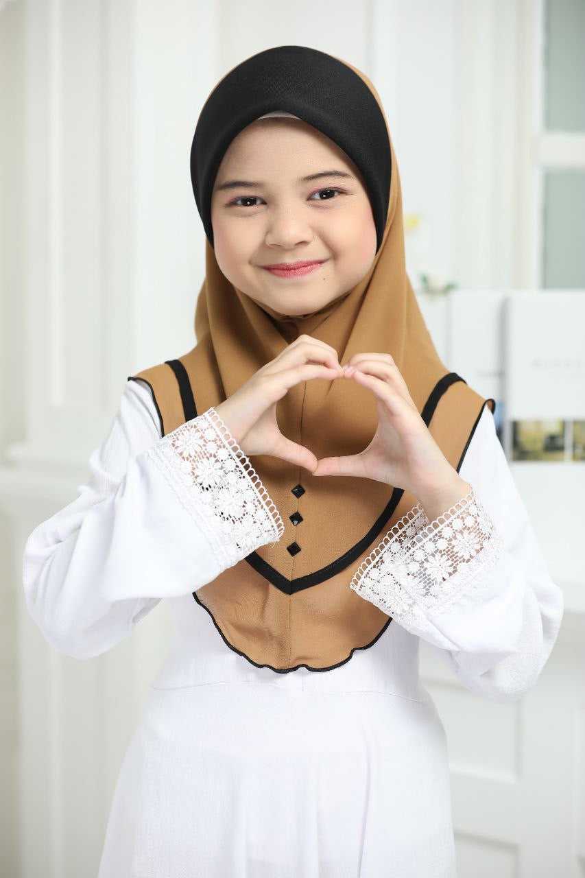 Kids Instant pull on One Piece Elegant Hijab - Available in Various Colors, Comfortable Fit, Suitable for all occasion instant hijab