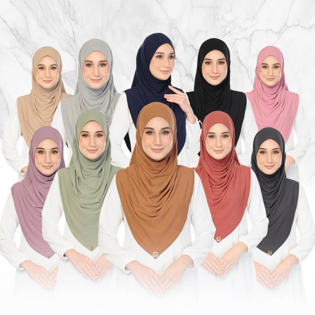 Leila Cotton Ribbed Instant V Shape Hijab