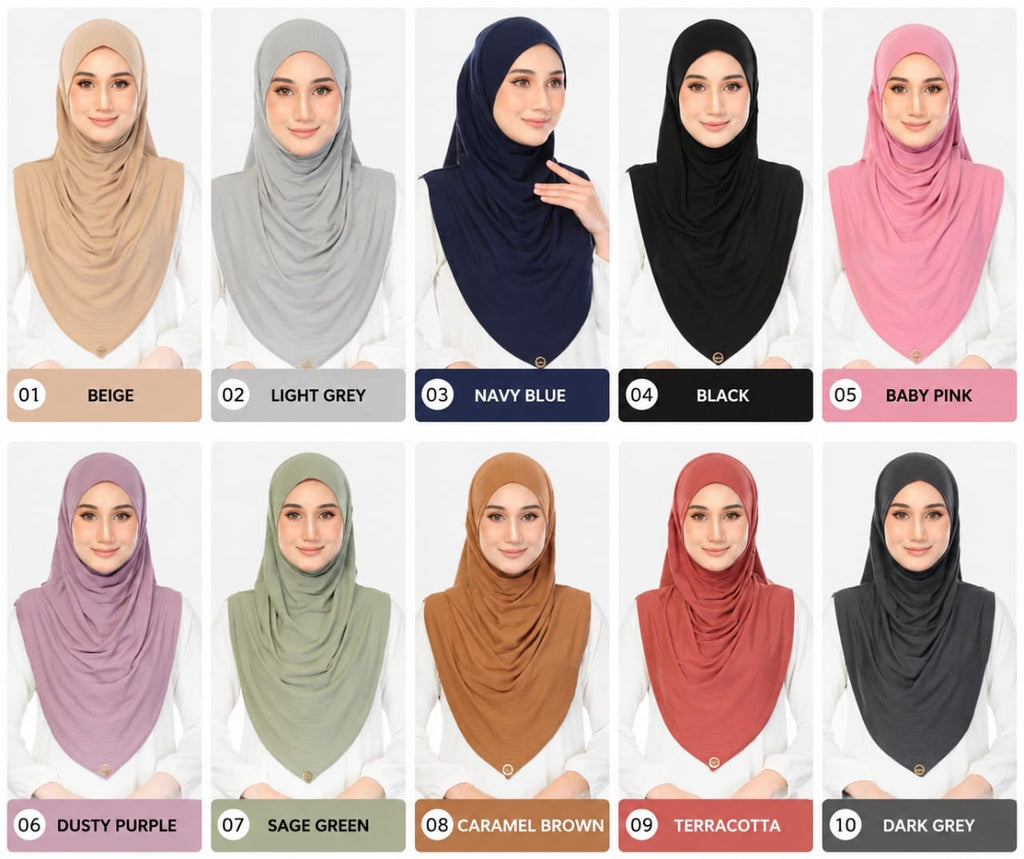 Leila Cotton Ribbed Instant V Shape Hijab