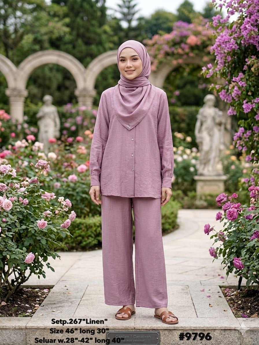 Zahraa Modest Cotton Linen 2 Pieces Short Length Co-Ord Set (Black)