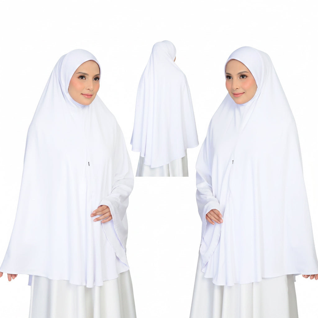 Hooda Ribbed Long Prayer Khimar with pocket
