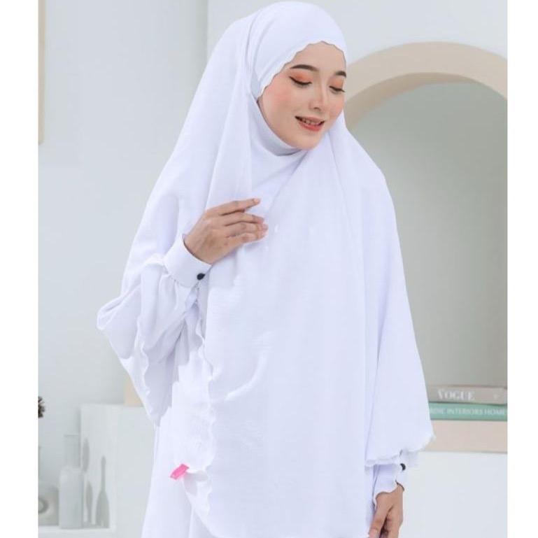 Islamic Long Hijab Scarf Khimar for Prayer or Daily Use with Attached Niqab, Long One Piece Design, Breathable material for Umrah and Haj XL