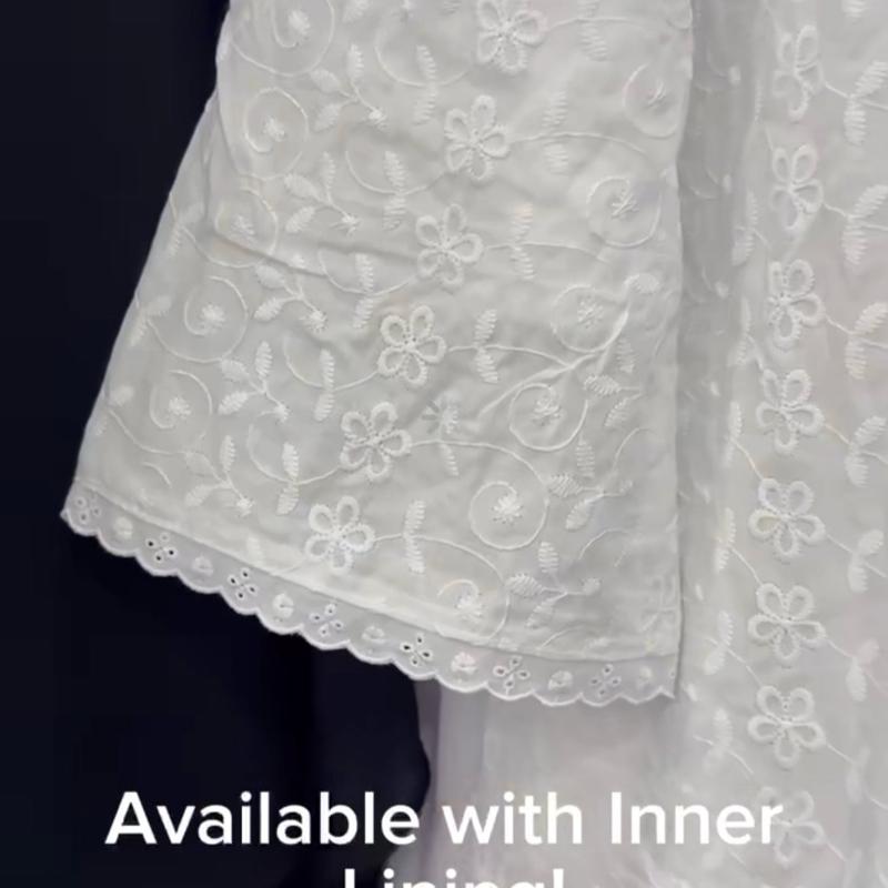 White Cotton Abaya Dress with Elegant Embroidery for Umrah Omra & Hajj - Elegant Design for Hajj and Umrah Pilgrims