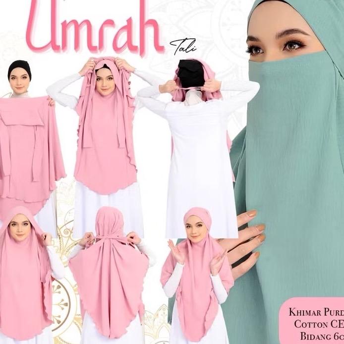 Islamic Long Hijab Scarf Khimar for Prayer or Daily Use with Attached Niqab, Long One Piece Design, Breathable material for Umrah and Haj XL Elegant Solid