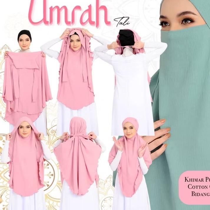 Islamic Long Hijab Scarf Khimar for Prayer or Daily Use with Attached Niqab, Long One Piece Design, Breathable material for Umrah and Haj XL