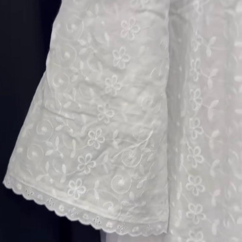 White Cotton Abaya Dress with Elegant Embroidery for Umrah Omra & Hajj - Elegant Design for Hajj and Umrah Pilgrims