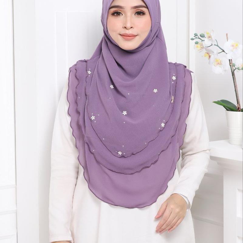 ADULTS Instant Hijab with 3 Layered Design Easy to wear and looks elegant Solid Color MUSLIMAH