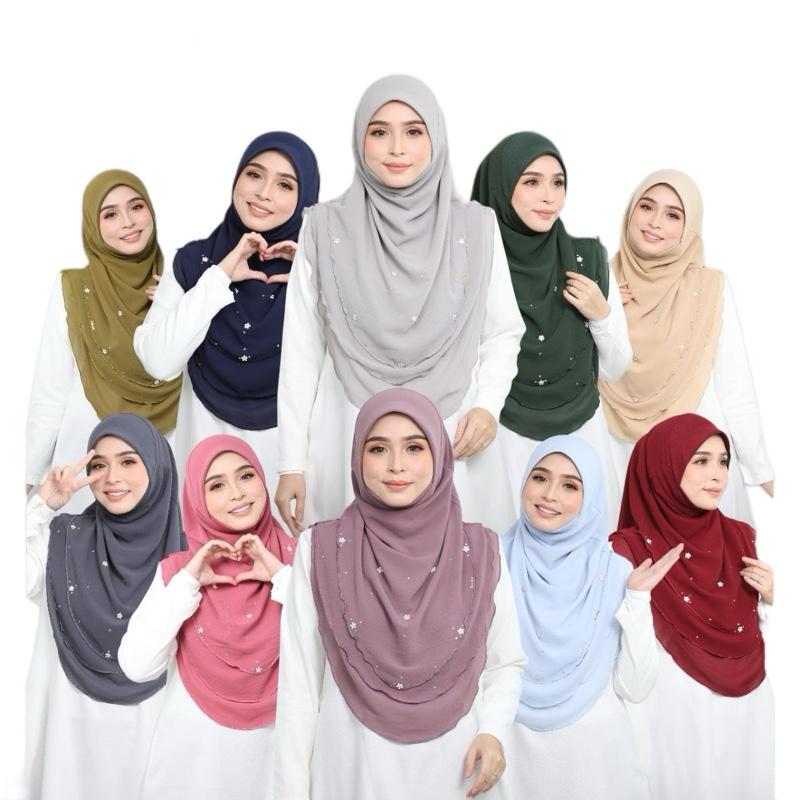 ADULTS Instant Hijab with 3 Layered Design Easy to wear and looks elegant Solid Color MUSLIMAH