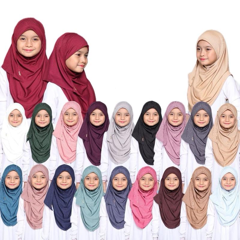 Instant shawl One piece kids hijab Elegant Solid