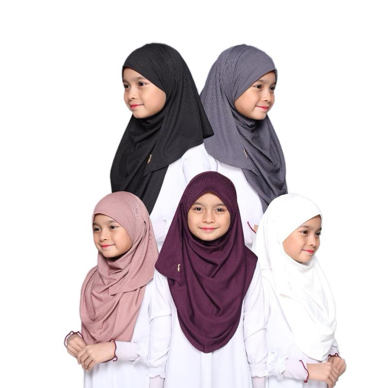 Instant shawl One piece kids hijab Elegant Solid