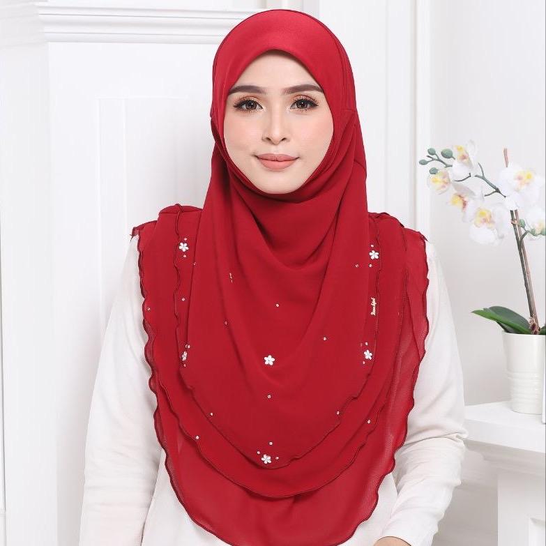 ADULTS Instant Hijab with 3 Layered Design Easy to wear and looks elegant Solid Color MUSLIMAH