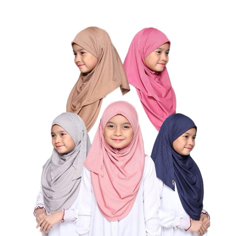 Instant shawl One piece kids hijab Elegant Solid