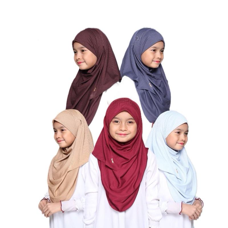 Instant shawl One piece kids hijab Elegant Solid