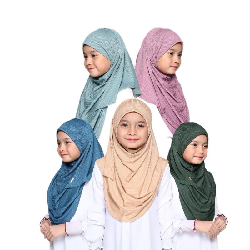 Instant shawl One piece kids hijab Elegant Solid