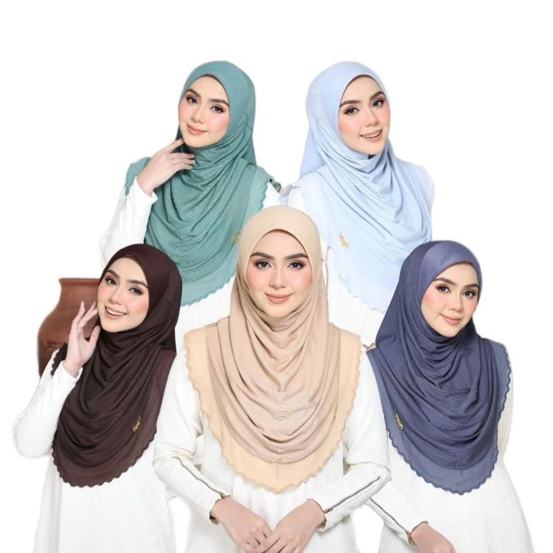Layered instant Ironless cotton ribbed hijab in multiple colors perfect for any occasion Solid Color Elegant
