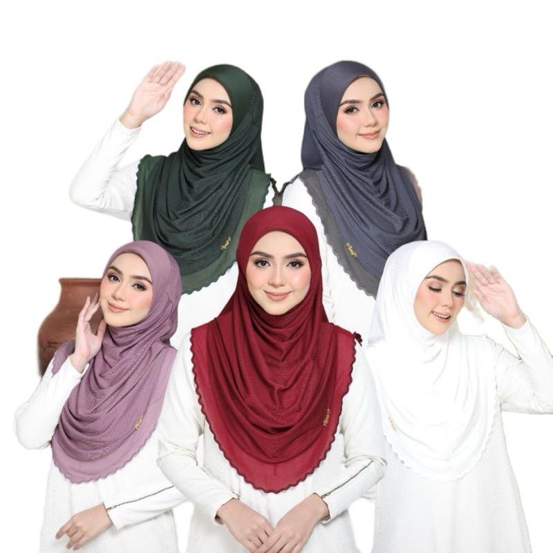 Layered instant Ironless cotton ribbed hijab in multiple colors perfect for any occasion Solid Color Elegant