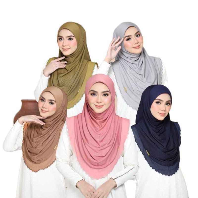 Layered instant Ironless cotton ribbed hijab in multiple colors perfect for any occasion Solid Color Elegant