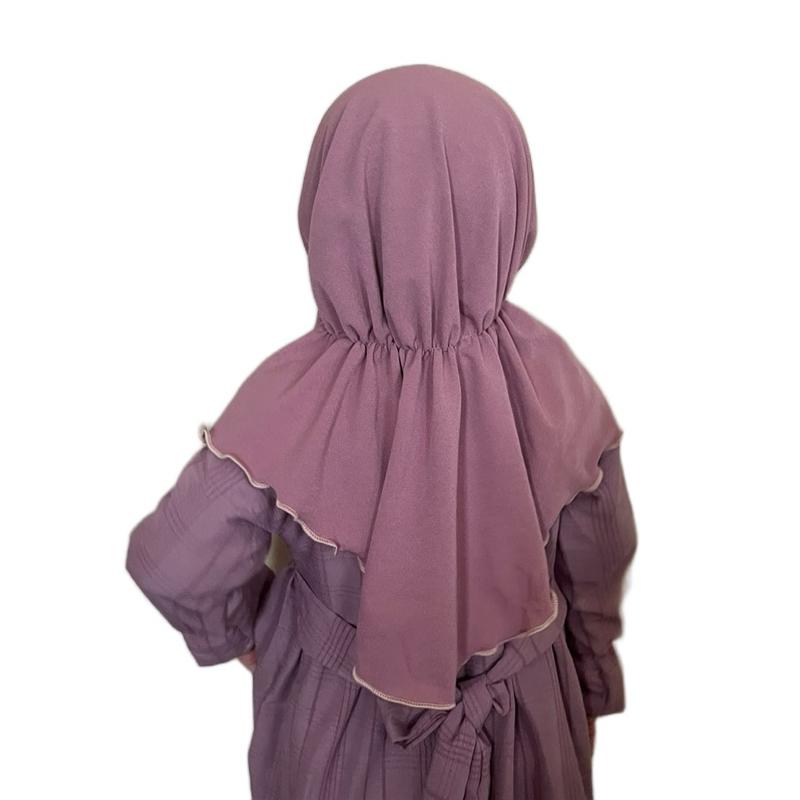 Cute Ribbon Bow Pink Instant One Piece Pull-On Kids Hijab - Super Comfy for Daily Use, Available in 3 Different Sizes