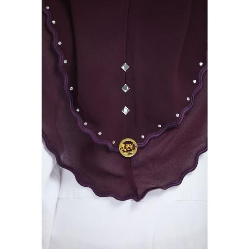 Soft Chiffon Muslim One Piece Pull On Instant Hijab Scarves - Available in Various Colors with Lace Detail for Ramadhan and Eid