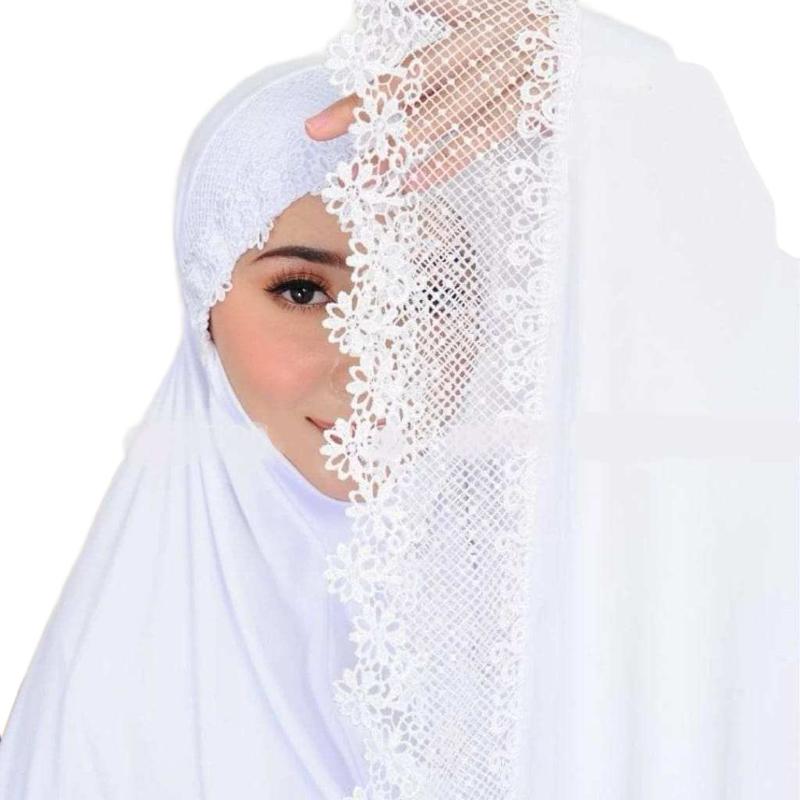 Prayer Clothes for Muslim Women - 2 Pcs Dress & Headscarf Set with Lace Detailing Modest