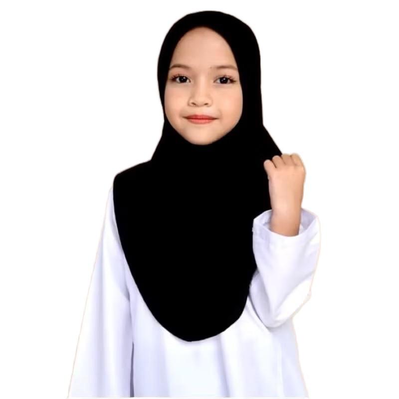 Kids White Instant One Piece Pull-On School and Sports Hijab with Soft Awning , No Pin Necessary for extra comfort