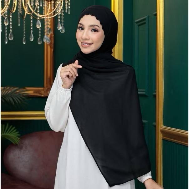 Black Chiffon Fashion Long Shawl Lace Hijab Scarf hijabi fashionable muslim Adjustable Women's Lightweight Hijab