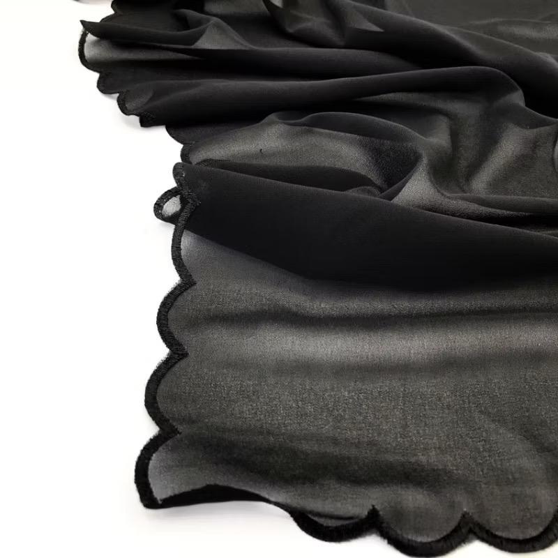Black Chiffon Fashion Long Shawl Lace Hijab Scarf hijabi fashionable muslim Adjustable Women's Lightweight Hijab