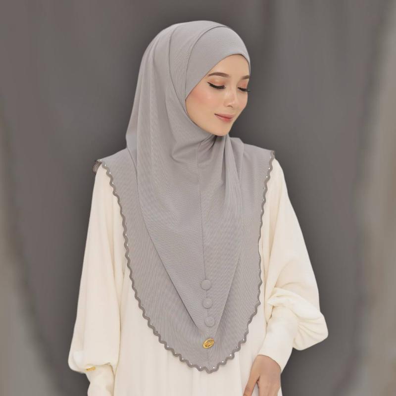 2 piece instant ready to wear Hijab Cotton Ribbed Fabric with Button Closure and Elegant Design Perfect for Muslim Women black hijabi sports