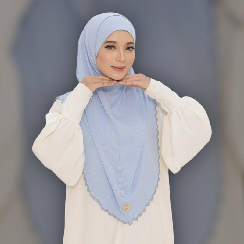 2 piece instant ready to wear Hijab Cotton Ribbed Fabric with Button Closure and Elegant Design Perfect for Muslim Women black hijabi sports
