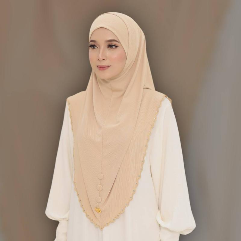 2 piece instant ready to wear Hijab Cotton Ribbed Fabric with Button Closure and Elegant Design Perfect for Muslim Women black hijabi sports