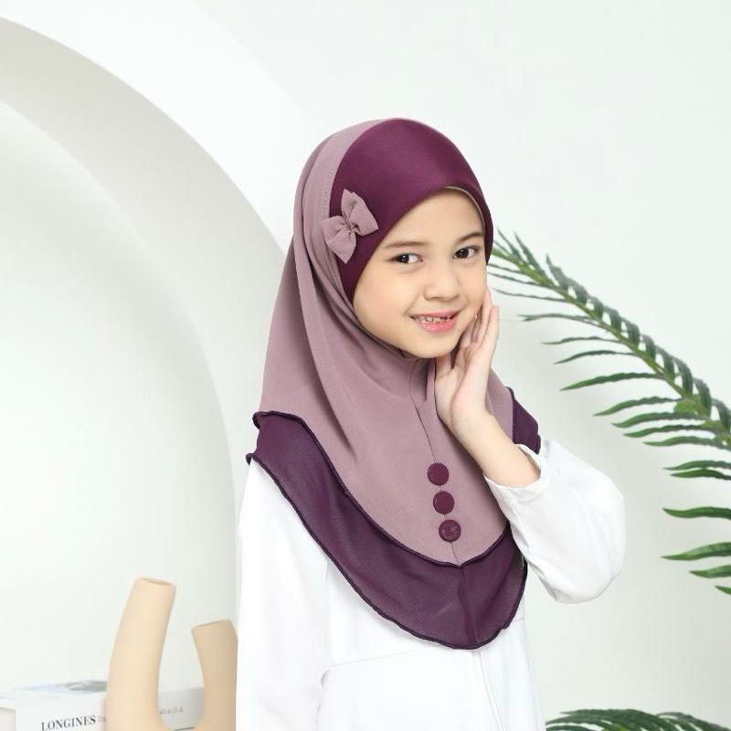 Kids One piece instant hijab with bow for ramadan/ eid or islamic shool