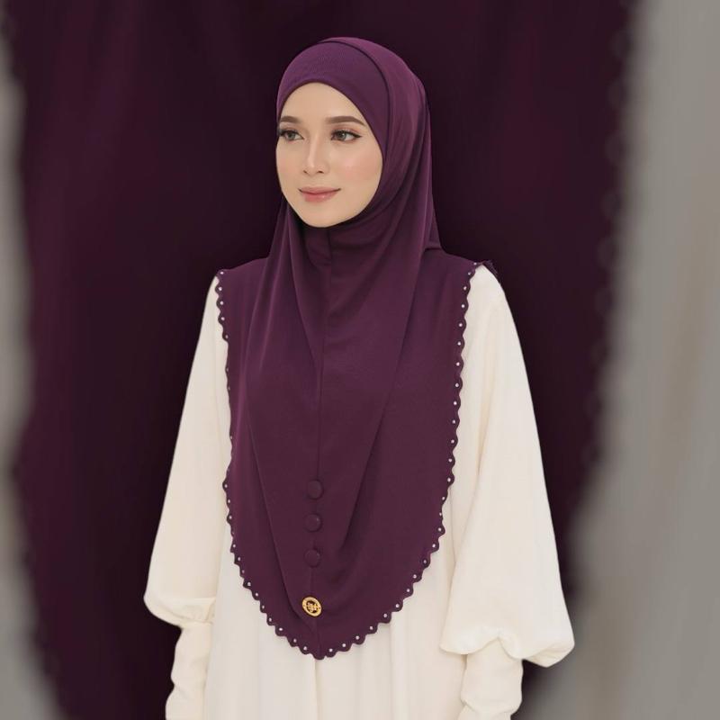 2 piece instant ready to wear Hijab Cotton Ribbed Fabric with Button Closure and Elegant Design Perfect for Muslim Women black hijabi sports