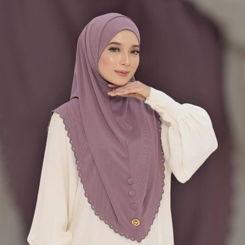 2 piece instant ready to wear Hijab Cotton Ribbed Fabric with Button Closure and Elegant Design Perfect for Muslim Women black hijabi sports