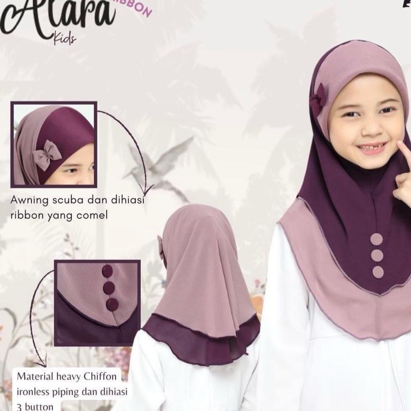 Kids One piece instant hijab with bow for ramadan/ eid or islamic shool