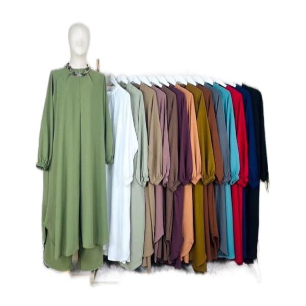 Tasnym Women's Zipper Long Ironless 2 Pieces set Outfit Set Abaya Style with Pants