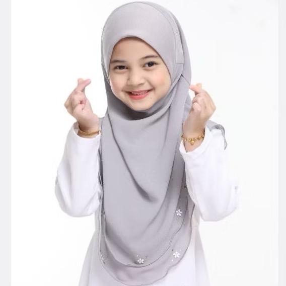 Instant One Piece Chiffon Hijab with Flower Design