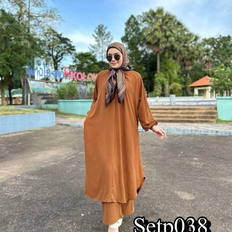 Tasnym Women's Zipper Long Ironless 2 Pieces set Outfit Set Abaya Style with Pants