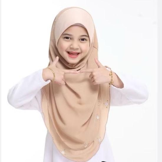 Instant One Piece Chiffon Hijab with Flower Design