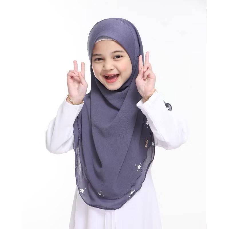 Instant One Piece Chiffon Hijab with Flower Design