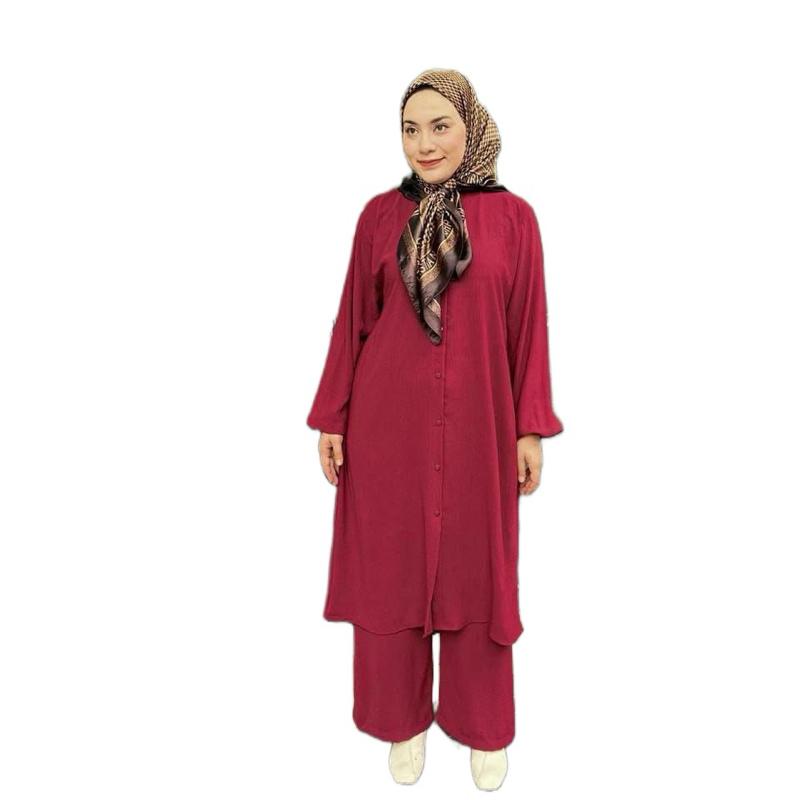 Abayas Dress for Women Long Sleeve Loose Top and Pants Set 2 Pcs - Lightweight, Versatile for Work & Everyday Wear, Islamic Design