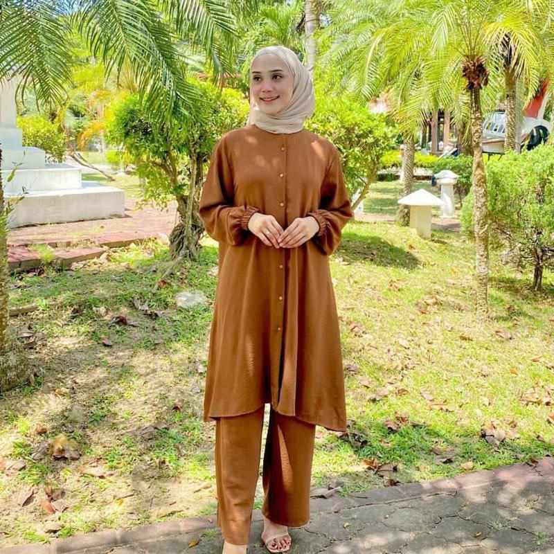 Abayas Dress for Women Long Sleeve Loose Top and Pants Set 2 Pcs - Lightweight, Versatile for Work & Everyday Wear, Islamic Design