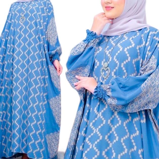 Batik Kaftan Modest Dress Motif Long Sleeves, Elegant Design