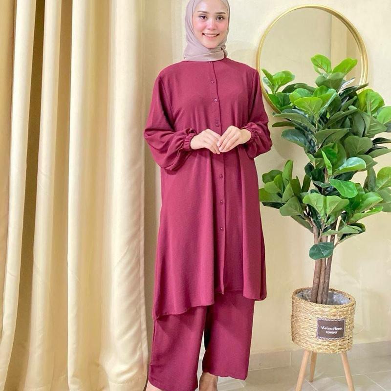 Abayas Dress for Women Long Sleeve Loose Top and Pants Set 2 Pcs - Lightweight, Versatile for Work & Everyday Wear, Islamic Design