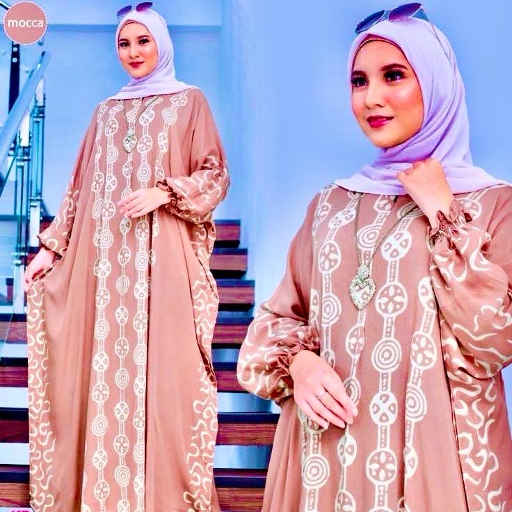 Batik Kaftan Modest Dress Motif Long Sleeves, Elegant Design