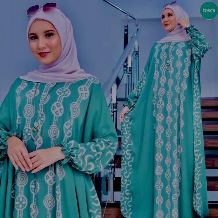 Batik Kaftan Modest Dress Motif Long Sleeves, Elegant Design
