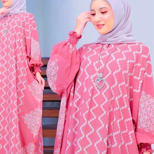 Batik Kaftan Modest Dress Motif Long Sleeves, Elegant Design
